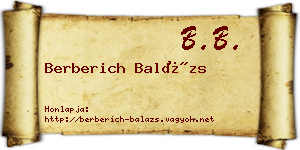 Berberich Balázs névjegykártya